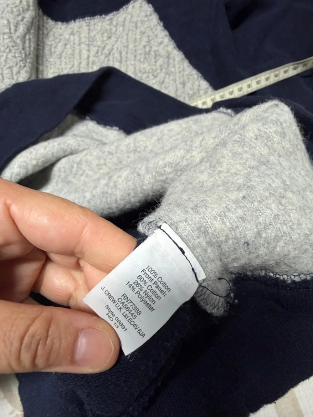 J. Crew Navy and Light Gray Raglan Crewneck Sweater